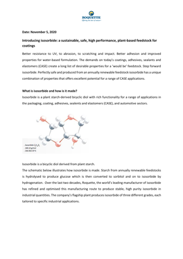 Isosorbide, a Plant-Based Feedstock for Coatings