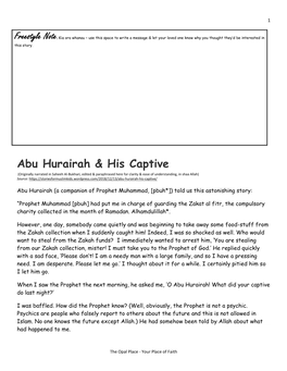 Abu Hurairah & His Captive