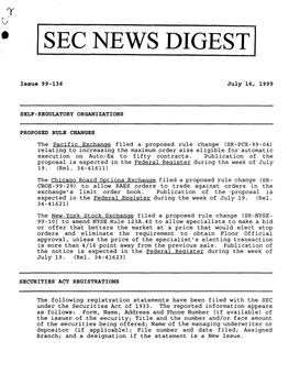 SEC News Digest, 07-16-1999