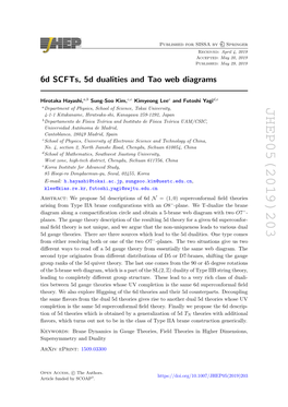 JHEP05(2019)203 - − 7 O Springer April 4, 2019 May 20, 2019 May 29, 2019 : : : D,E Received Accepted Published Theories with Additional , N T -Plane