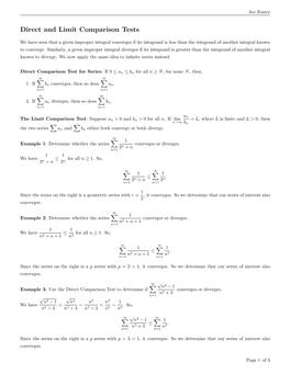 Direct and Limit Comparison Tests