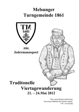 Traditonelle Viertagewanderung Melsunger Turngemeinde 1861