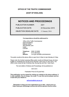 NOTICES and PROCEEDINGS 23 December 2015