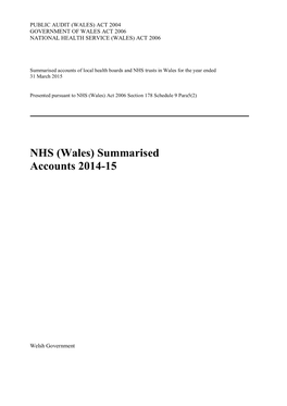 NHS (Wales) Summarised Accounts 2014-15