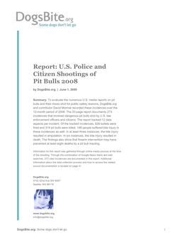 US Police and Citizen Shootings of Pit Bulls 2008