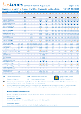 Inverness Nairn Elgin Huntly Inverurie Aberdeen 10 10A 10C