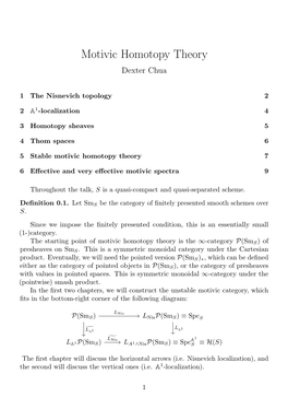 Motivic Homotopy Theory Dexter Chua