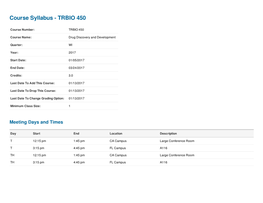 Course Syllabus - TRBIO 450