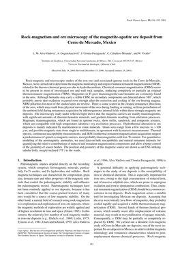 Rock-Magnetism and Ore Microscopy of the Magnetite-Apatite Ore Deposit from Cerro De Mercado, Mexico