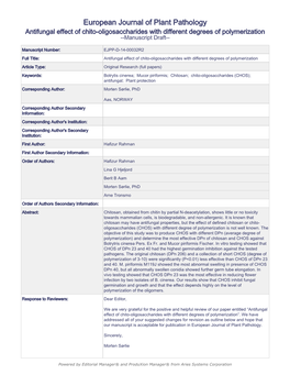 European Journal of Plant Pathology