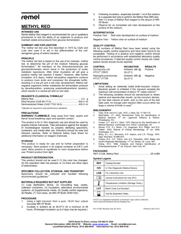 Methyl Red (MR) Test