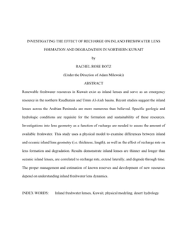 Investigating the Effect of Recharge on Inland Freshwater Lens