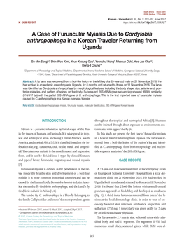 Cordylobia Anthropophaga in a Korean Traveler Returning from Uganda