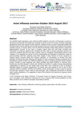 ECDC/EFSA Joint Report: Avian Influenza Overview October