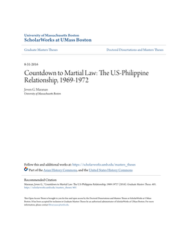 Countdown to Martial Law: the U.S-Philippine Relationship, 1969