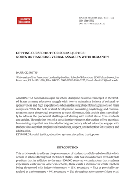 Getting Cursed out for Social Justice: Notes on Handling Verbal Assaults with Humanity