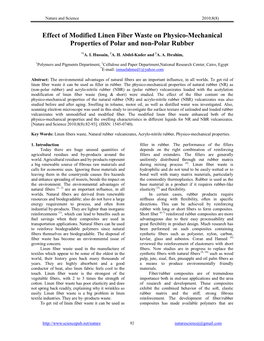 Effect of Modified Linen Fiber Waste on Physico-Mechanical Properties of Polar and Non-Polar Rubber