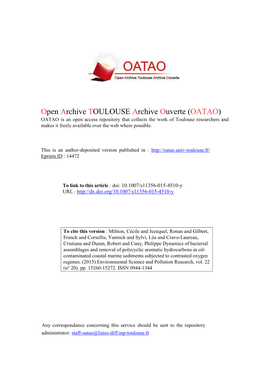 Dynamics of Bacterial Assemblages and Removal of Polycyclic Aromatic Hydrocarbons in Oil- Contaminated Coastal Marine Sediments Subjected to Contrasted Oxygen Regimes