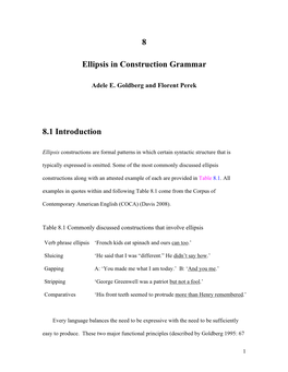 8 Ellipsis in Construction Grammar 8.1 Introduction