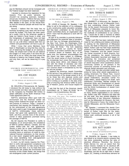 CONGRESSIONAL RECORD— Extensions of Remarks E1500 HON. CURT WELDON HON. JOHN LEWIS HON. THOMAS M. BARRETT HON. MATT SALMON