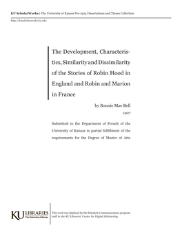 Tics, Similarity and Dissimilarity of the Stories of Robin Hood in England and Robin and Marion in France