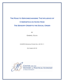 The Road to Servomechanisms: the Influence of Cybernetics on Hayek From