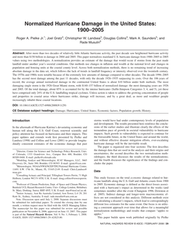 Normalized Hurricane Damage in the United States: 1900–2005