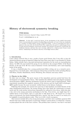 History of Electroweak Symmetry Breaking