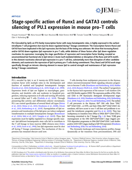 Stage-Specific Action of Runx1 and GATA3 Controls Silencing of PU.1 Expression in Mouse Pro–Tcells