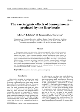 The Carcinogenic Effects of Benzoquinones Produced by the Flour Beetle