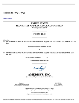 AMEDISYS, INC. (Exact Name of Registrant As Specified in Its Charter)