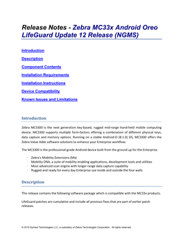 Mc33x Android Oreo NGMS Release Notes