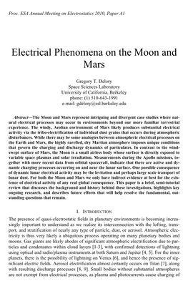 Electrical Phenomena on the Moon and Mars