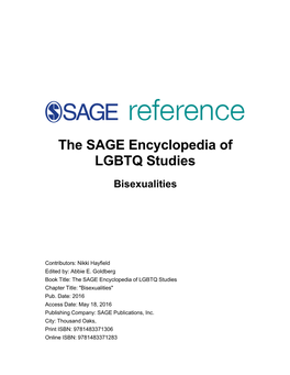 The SAGE Encyclopedia of LGBTQ Studies