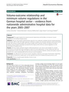 Volume-Outcome Relationship and Minimum Volume Regulations in The