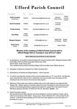 Ufford Parish Council Draft Minutes 07.19