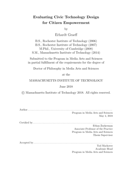 Evaluating Civic Technology Design for Citizen Empowerment Erhardt