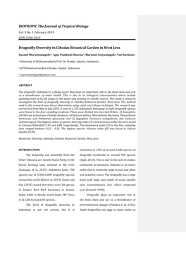 BIOTROPIC the Journal of Tropical Biology Dragonfly Diversity In