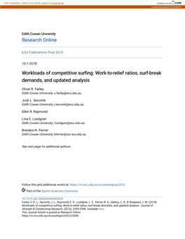 Workloads of Competitive Surfing: Ork-Tw O-Relief Ratios, Surf-Break Demands, and Updated Analysis
