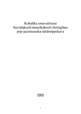 Pop-Jazzmuusika Näidisõppekava