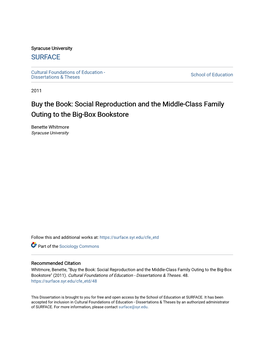 Buy the Book: Social Reproduction and the Middle-Class Family Outing to the Big-Box Bookstore