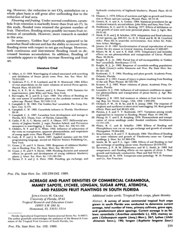 Acreage and Plant Densities of Commercial Carambola, Mamey Sapote, Lychee, Longan, Sugar Apple, Atemoya, and Passion Fruit Plantings in South Florida