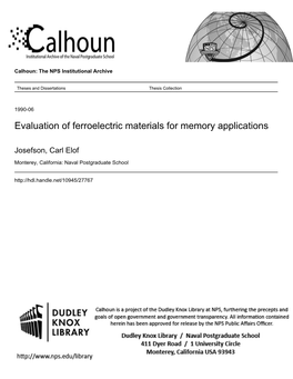 Evaluation of Ferroelectric Materials for Memory Applications