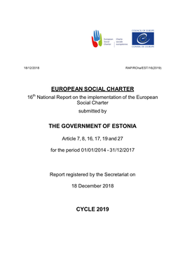 European Social Charter the Government of Estonia