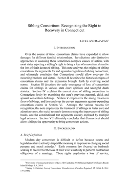 Sibling Consortium: Recognizing the Right to Recovery in Connecticut