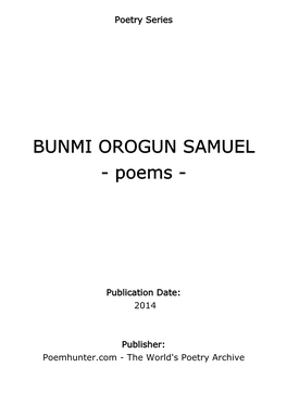 BUNMI OROGUN SAMUEL - Poems