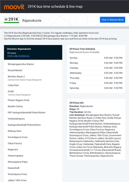 291K Bus Time Schedule & Line Route