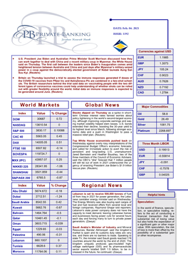 Regional News World Markets Global News