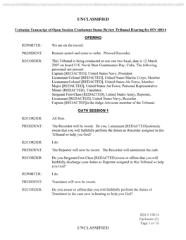 This Tribunal Is Being Conducted at One One Two Local, Date Is 12 March 2007 on Board U.S