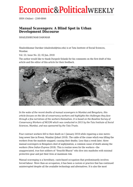 Manual Scavengers: a Blind Spot in Urban Development Discourse